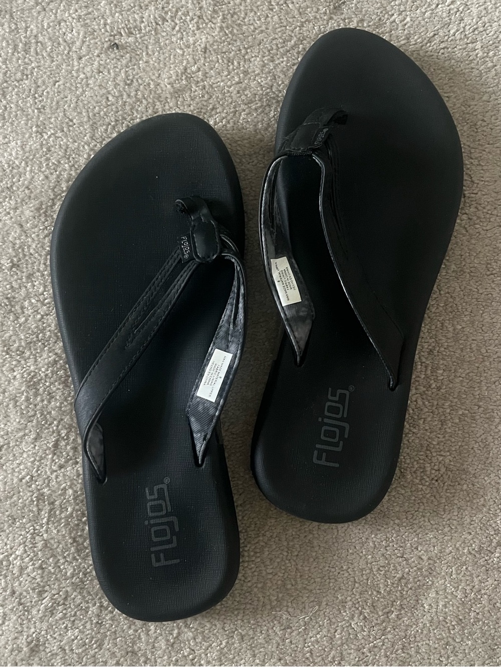 Flojos Black Women's Memory Foam Flip Flop Sandals